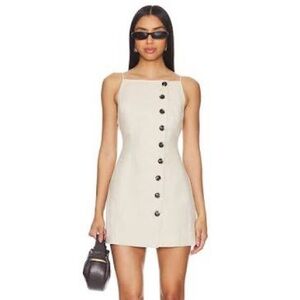 Stylish Beige Button-Front Mini Dress